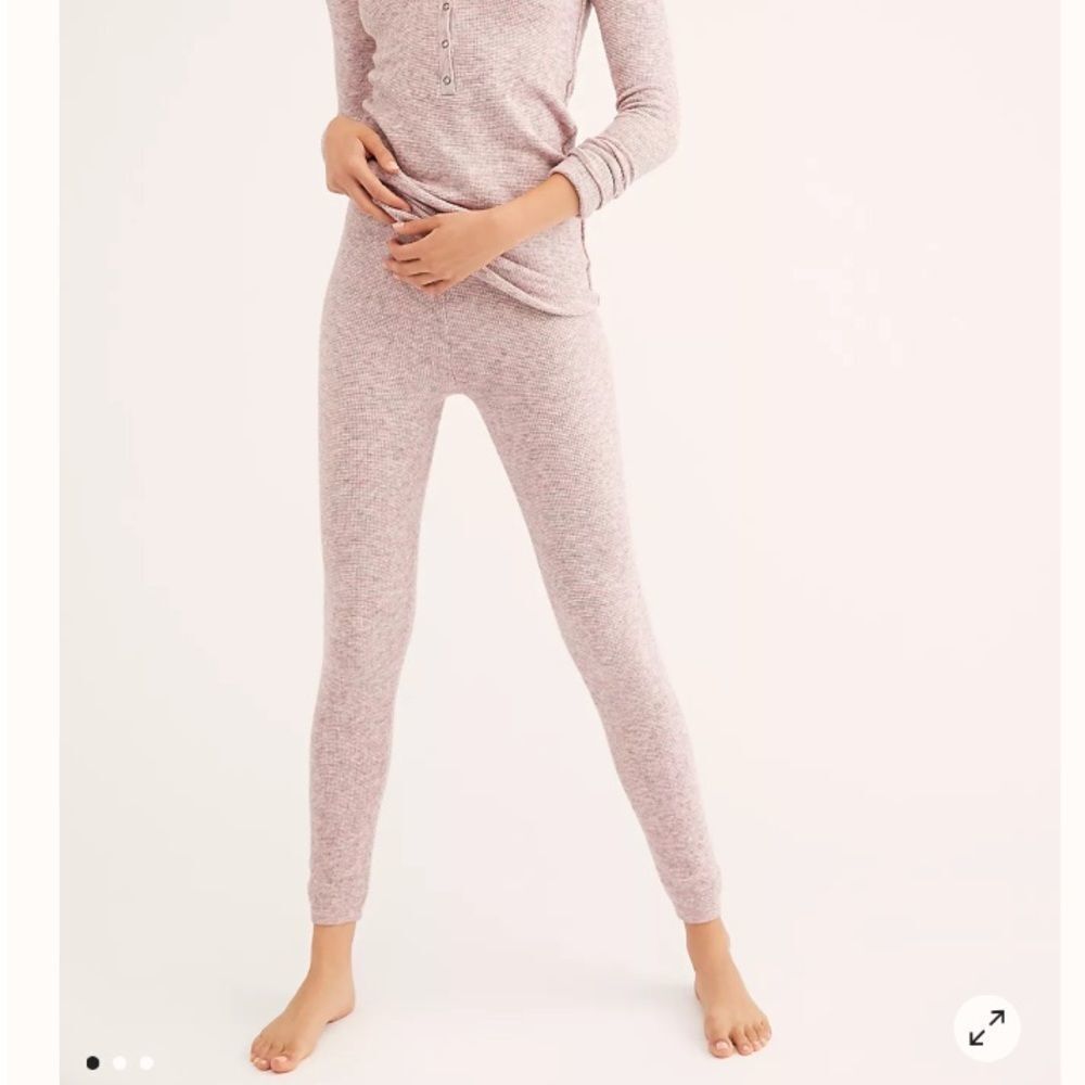 NWT Free People Think Thermal Knit Leggings -Pink